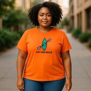 Life is Good Women's Tee Size XXL Crusher Fit Just Add Water Kayak Shirt Top‎